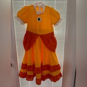 Kids Yellow & Orange Princess Daisy Costume with Flower Accent